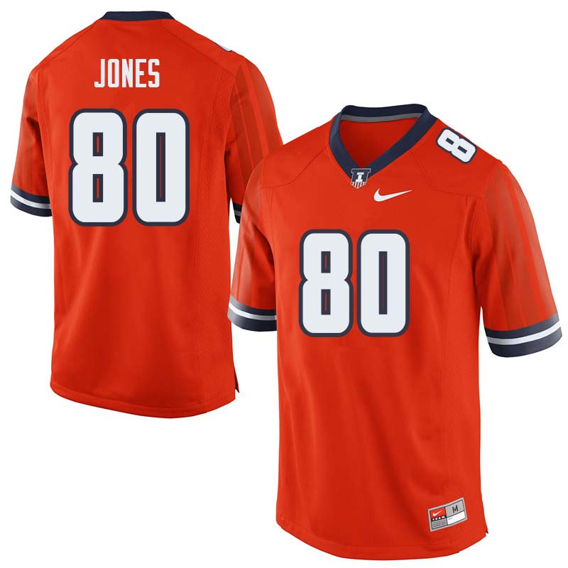 Men #80 Keith Jones Illinois Fighting Illini College Football Jerseys Sale-Orange